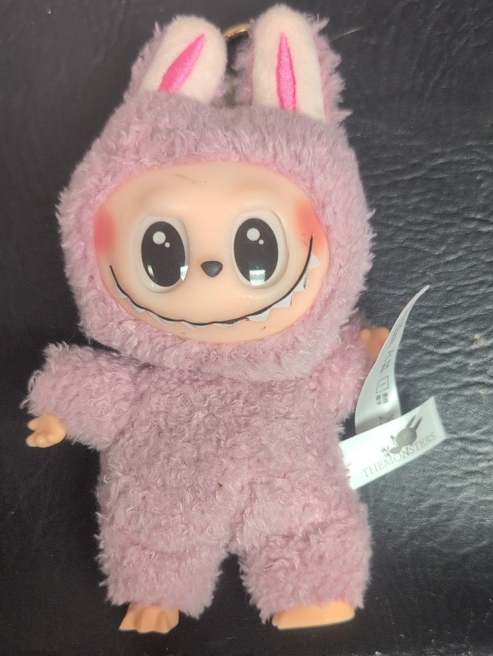Plush Bunny Monster Keychain - Pink Fuzzy Character